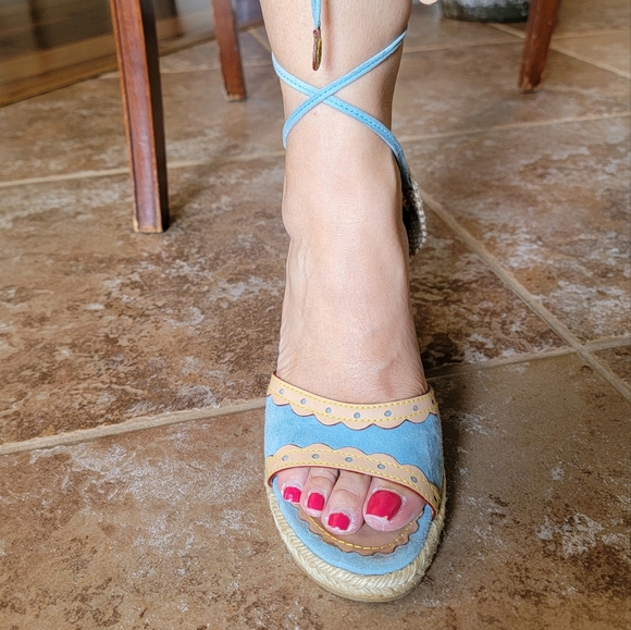 Louis Vuitton Leather/Suede String Wedge Sz. Eur 38 - Picture 3 of 14